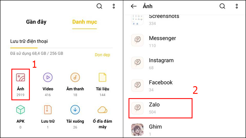Giao diện Trình quản lý điện thoại